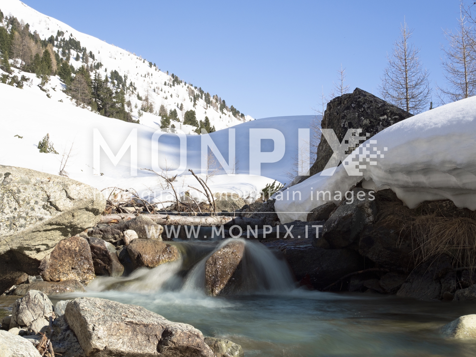 Torrente Valle Mine in primavera + paesaggio innevato 