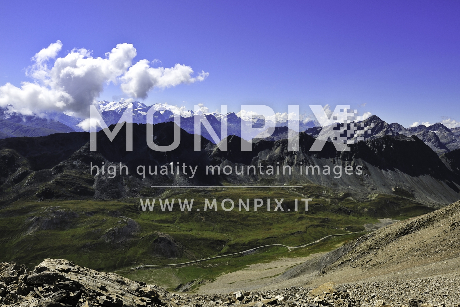 Panorama del passo Albula dal Piz Blaisun